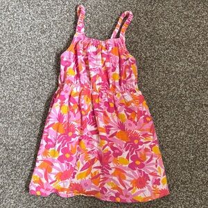 Girls' Pink Floral Gauze Sundress - Bright Pink & Orange